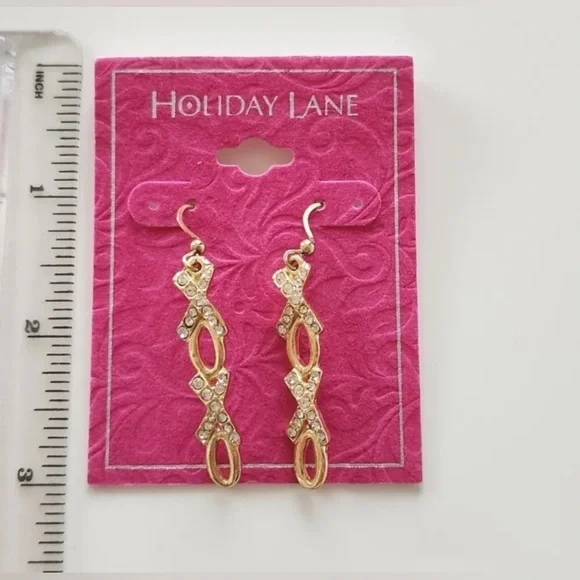 NWT Holiday Lane Valentine's Day Gold "XOXO" Dangling Earrings - Picture 5 of 5